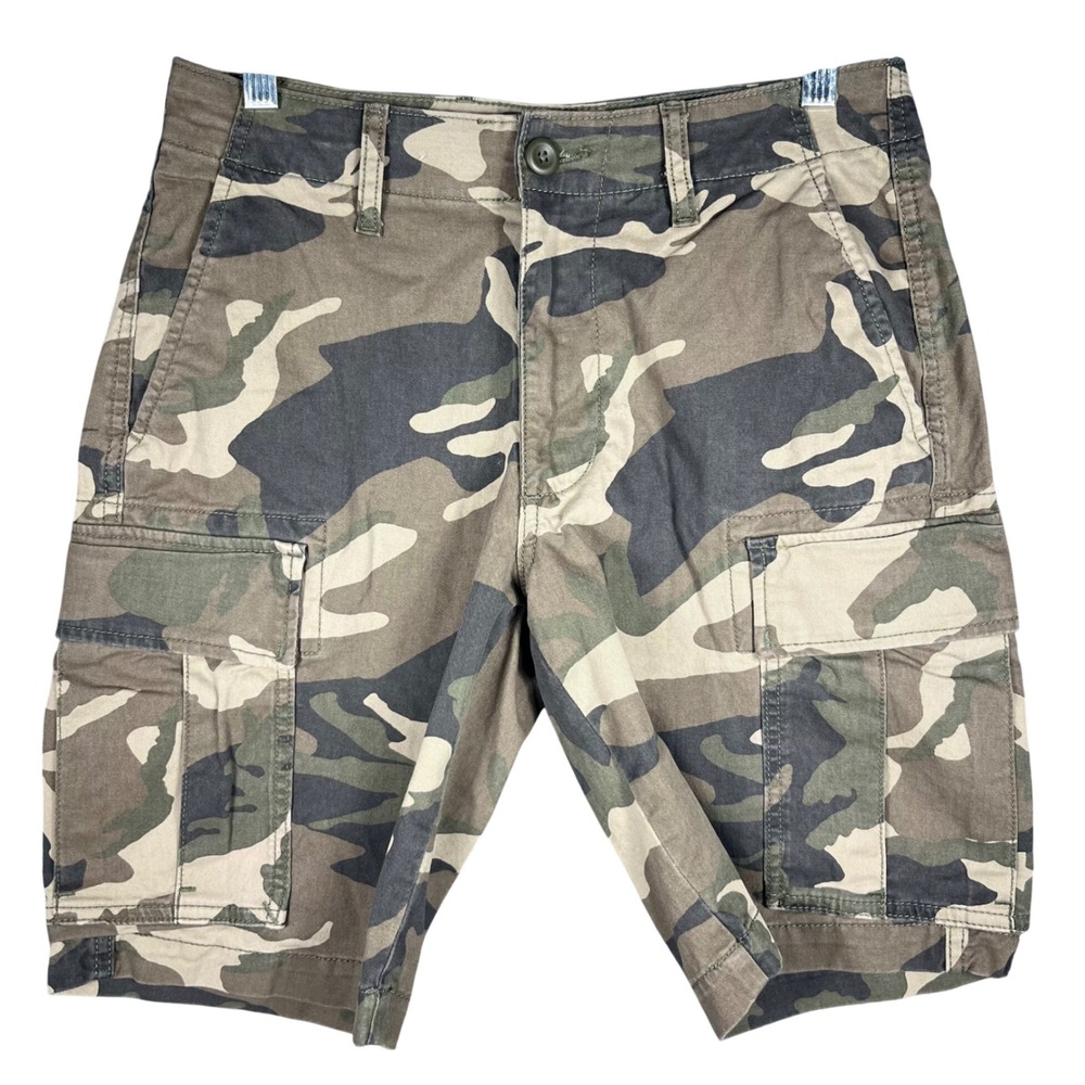 Old Navy Cargo Shorts Mens 30 Green Camo Lived-In Straight Built-In Flex Utility